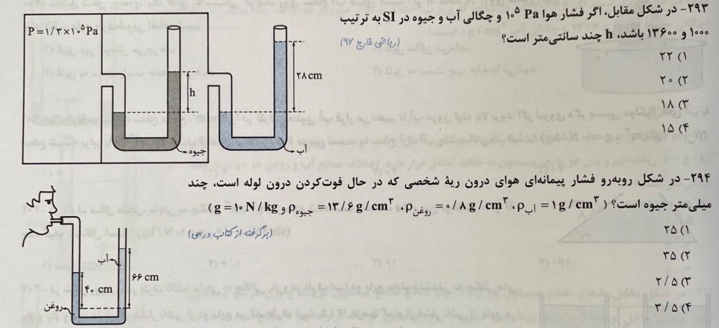 پرسش های چهار گزینه ای کتاب فیزیک دهم تجربی خیلی سبز