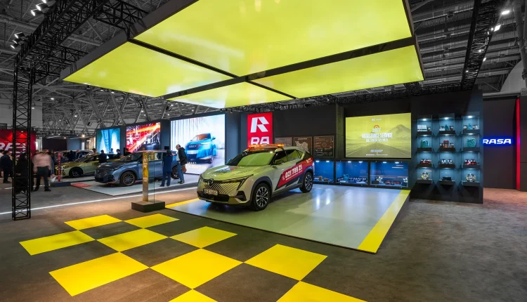 نمونه طراحی غرفه اختصاصی در نمایشگاه خودرو برای شرکت راساموتور